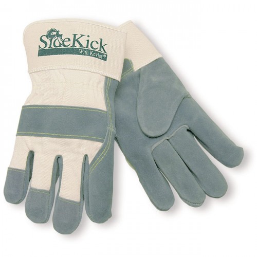 MCR Safety 16010 Side Kick Leather Palm Work Glove with Safety Cuff